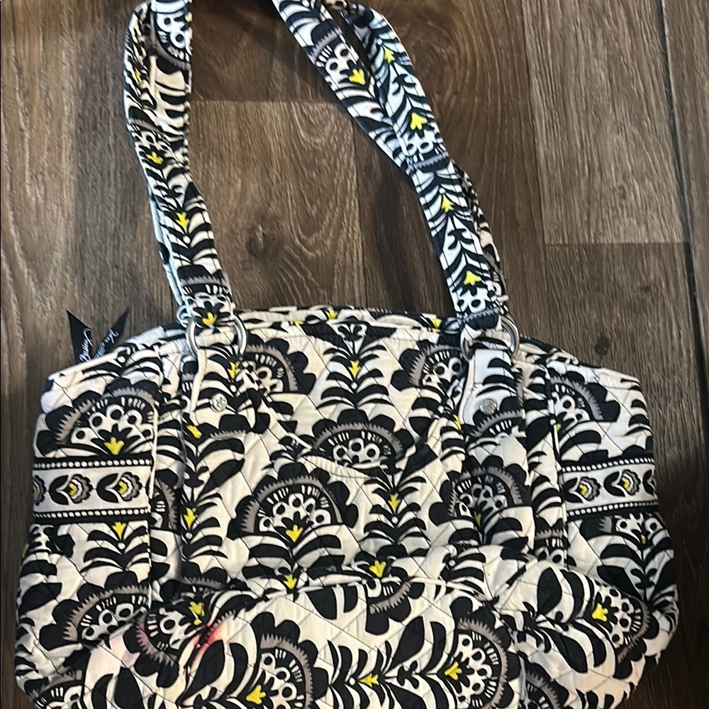 Floral Black and White Quilted Tote Bag